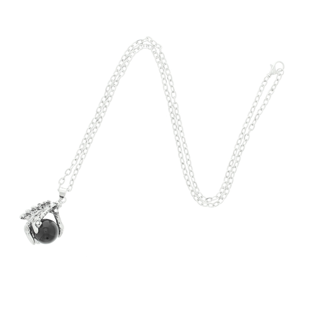 Zac's Alter Ego - Claw with Black Ball Necklace - Silver coloured